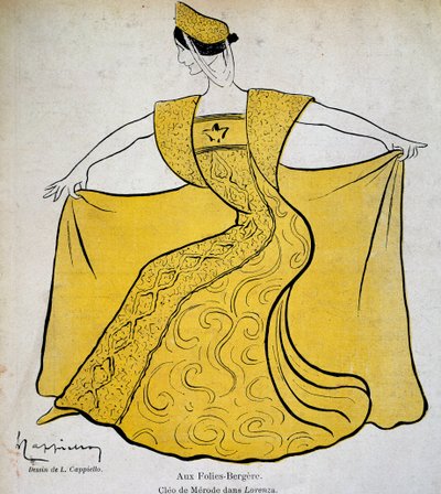 フォリー・ベルジェールのバレエ・パントマイム「ロレンツァ」に出演したダンサーのクレオ 作： Leonetto Cappiello