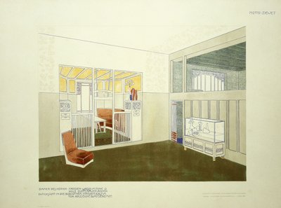 紳士の部屋と図書館、1901年頃（カラーリト） 作： Leopold (after) Bauer