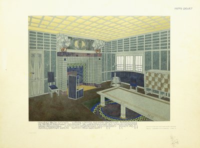 ダイニングルーム、ウィーン、1901年頃（カラーリトグラフ） 作： Leopold Bauer