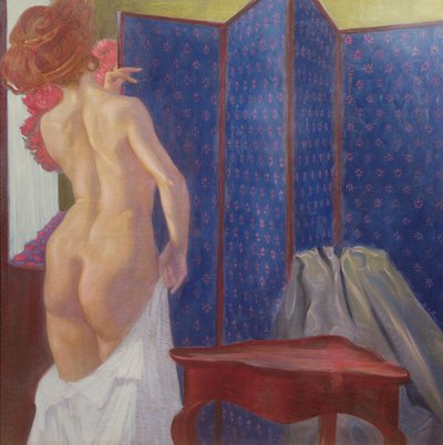 スクリーンによる女性のヌード 作： Leopold Blauensteiner