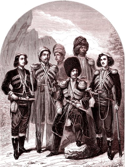 1865年のロシア、トランスコーカスとグルジア。(彫刻) 作： Leopold Flameng