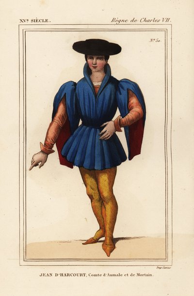アルクールのジャン8世、フランスの騎士、オマール伯爵、モルタン伯爵 作： Leopold Massard