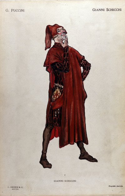ジャコモ・プッチーニ (1858-1924) のオペラ「Il trittico」(トリプティク) のジャンニ・スキッキの衣装 - 1919 作： Leopoldo Metlicovitz
