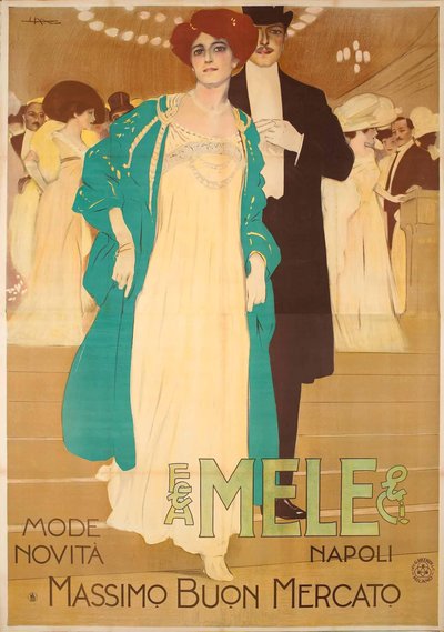 りんごノベルティファッション、1909年。 作： Leopoldo Metlicovitz