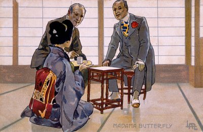 ブレシアでの「蝶々夫人」の初演のために作成されたポストカード 作： Leopoldo Metlicovitz