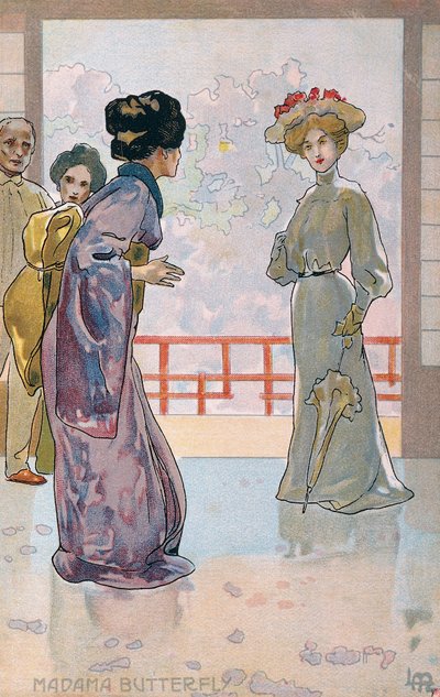ブレシアでの「蝶々夫人」の初演のために作成されたポストカード 作： Leopoldo Metlicovitz