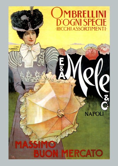 メレの豊富な傘の品揃え 作： Leopoldo Metlicovitz