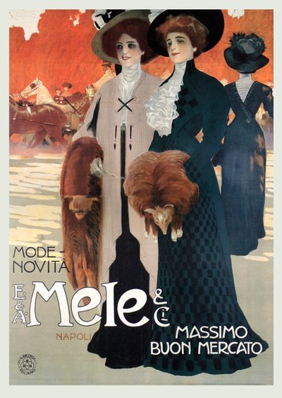 メレのハイファッションショップの女性 作： Leopoldo Metlicovitz