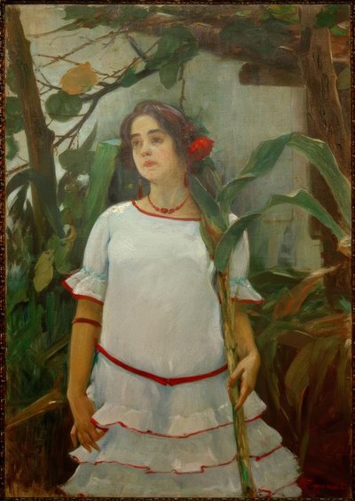 Retrato de muchacha con caña (杖を持った少女) 作： Leopoldo Romañach