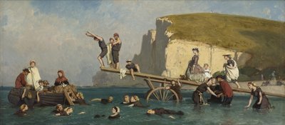 エトルタの水浴、c。 1858年。 作： Lepoittevin