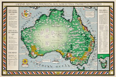 オーストラリアの地図 作： Leslie MacDonald Gill