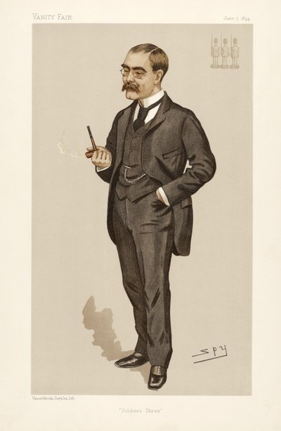 ラドヤード・キップリング（1865-1936）、『ヴァニティ・フェア』より。1894年、カラーリトグラフ 作： Leslie Matthew Ward
