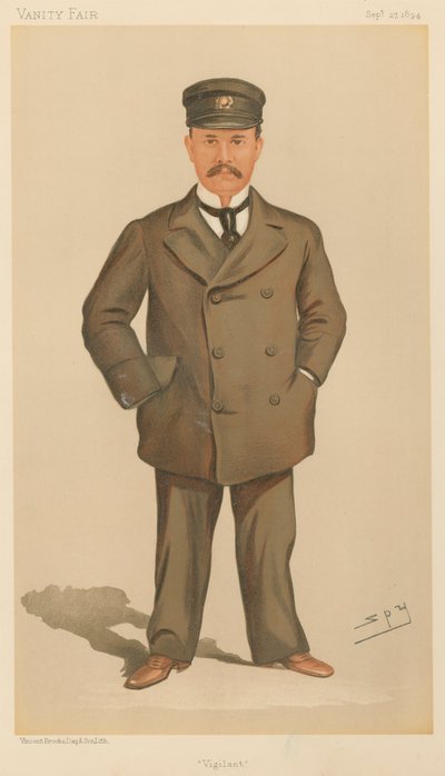 バニティフェア：ヨット愛好家。 「警戒」、ジョージ・ジェイ・グールド氏、1894 年 9 月 27 日 作： Leslie Matthew Spy Ward