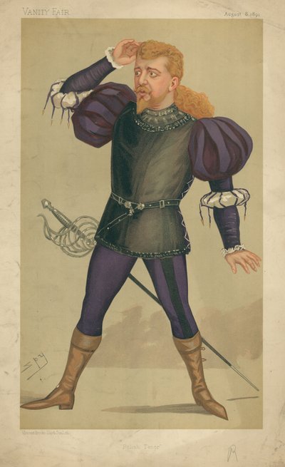 M Jean de Reszke、ポーランドのテノール、1891年8月8日、バニティフェアの漫画 作： Leslie Matthew Ward
