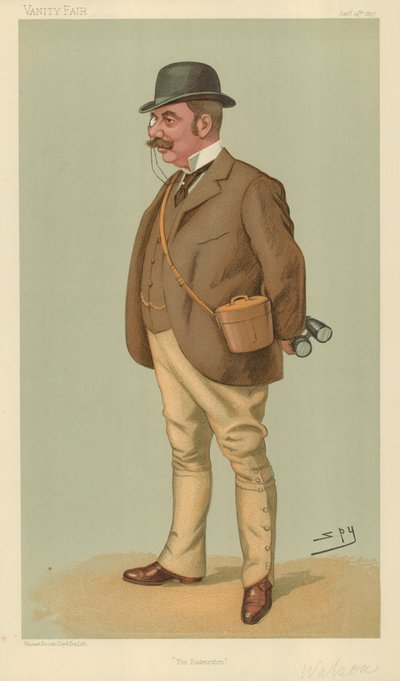 アルフレッドエドワードトーマスワトソン、バドミントン、1897年1月14日、バニティフェア漫画 作： Leslie Matthew Ward