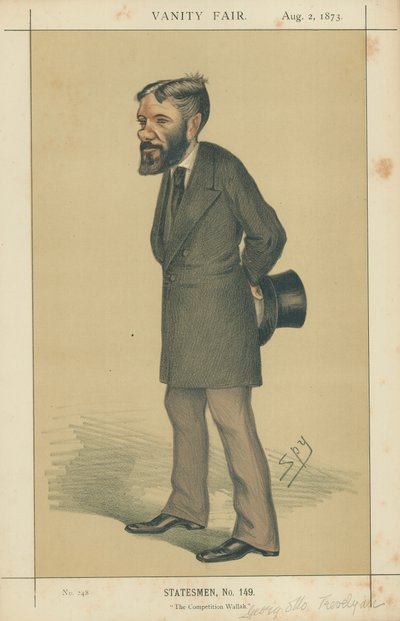 ジョージ・オットー・トレベリアン氏、コンペティション・ワラー、1873年8月2日、バニティフェア漫画 作： Leslie Matthew Ward