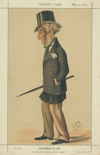 ジョンレアード氏、アラバマ州とキャプテンを建設、1873年5月17日、バニティフェアの漫画 作： Leslie Matthew Ward