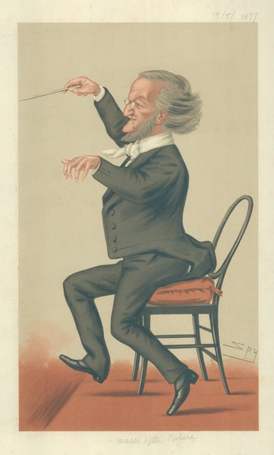 リチャードワーグナー、「未来の音楽」、1877年5月19日、バニティフェアの漫画 作： Leslie Matthew Ward