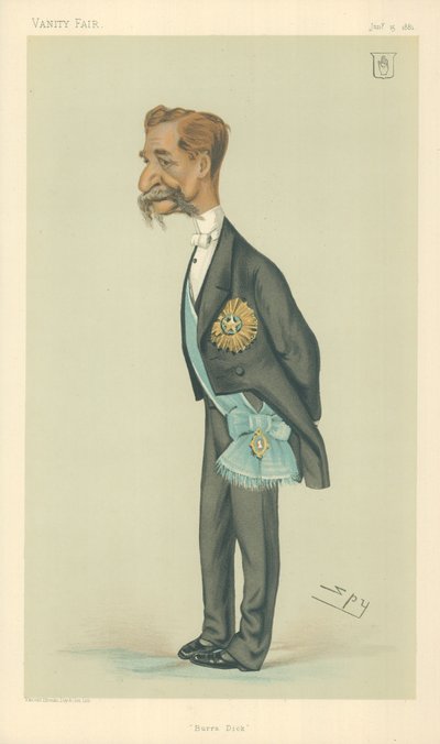 サーリチャードテンプル、バート、ブラディック、1881年1月15日、バニティフェア漫画 作： Leslie Matthew Ward