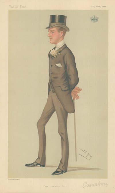 シュルーズベリーとタルボットの伯爵、プレミア伯爵、1880年7月17日、バニティフェア漫画 作： Leslie Matthew Ward