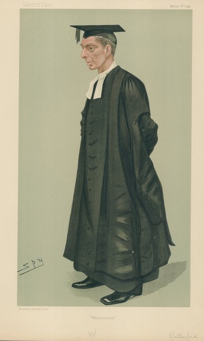 1889年3月2日、ウェストミンスタースクールの校長、WSラザフォード、バニティフェア漫画 作： Leslie Matthew Ward