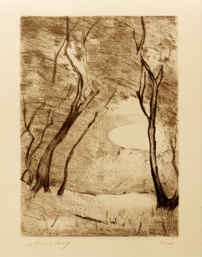 グルーネヴァルト湖のほとりの木 作： Lesser Ury