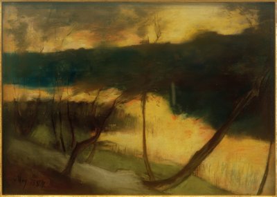 川の風景-夜の気分 作： Lesser Ury