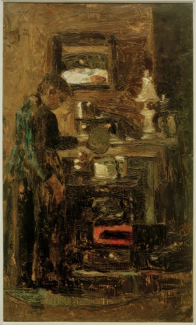 台所用レンジでの女性 作： Lesser Ury
