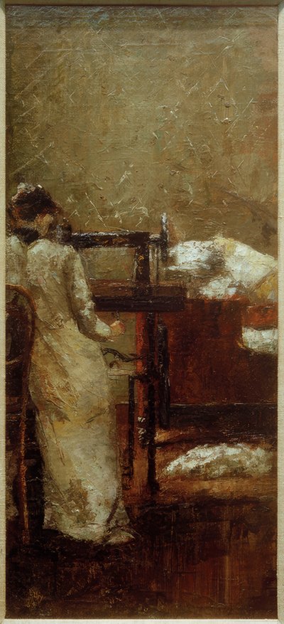 ミシンでの女性 作： Lesser Ury