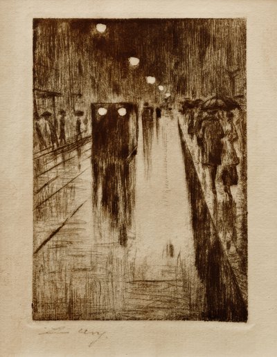 雨の中でライプツィガー通り 作： Lesser Ury