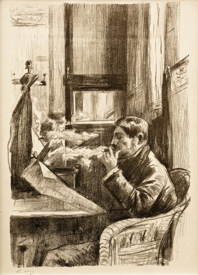 カフェIの喫煙男性 作： Lesser Ury