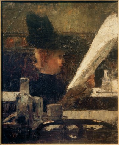 カフェの新聞リーダー（カフェの女性） 作： Lesser Ury