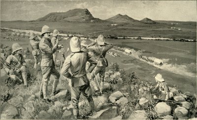 1900 年、クードスバーグでの戦闘中のマックとハイランド旅団。 作： Lestor Ralph