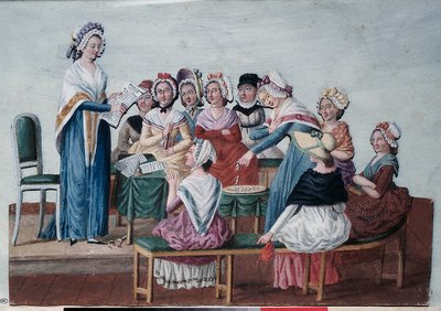 フランス革命（1789年）。革命時の愛国婦人会。レズール兄弟の絵画（18世紀）。パリ、カルナヴァレ美術館。 作： Lesueur Brothers