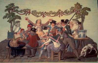1789年のフランス革命。「共和国の食事」。ルスール家のグワッシュ（18世紀 作： Lesueur Brothers
