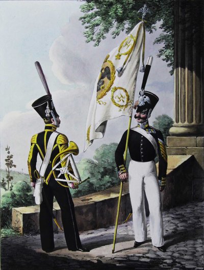 ポルトエペプラポルシュチクと警備隊の警官駐屯隊大隊、1829年 作： Lev Alexandrovich Belousov
