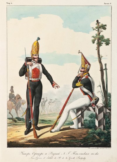パブロフスキー警備隊連隊の将校兼兵士、1830〜1840年代 作： Lev Alexandrovich Belousov