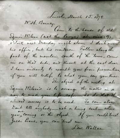 ルーウォレスからWHボニーへの手紙（1860-81）1879年3月15日 作： Lew Wallace
