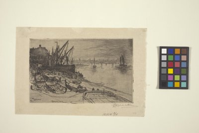 テムズ川、ロンドン (エッチング) 作： Lewis Henry Meakin