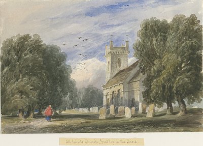 ブラッドリーインザムーアズ教会：水彩画、ND [c1830-1840] 作： Lewis John Wood