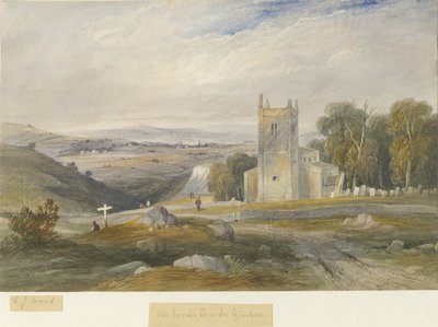 グリンドン教会：水彩画、nd [c1830-1845] 作： Lewis John Wood
