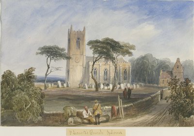 イプストーンズ教会：水彩画、ND [c1830-1840] 作： Lewis John Wood
