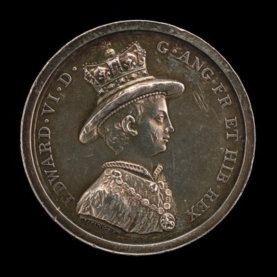 エドワード6世（1537-1553）、イングランド王 1547年 1552年に設立されたクライスト病院の学校のメダル 作： Lewis Pingo