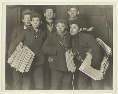 ニューボーイズ、ブルックリン・ブリッジ 作： Lewis Wickes Hine