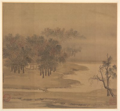 1117年の秋の霧深い木立のコテージ。 作： Li Anzhong