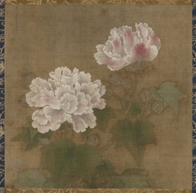 赤いハイビスカス2つの掛け軸のセット、1197 作： Li Di