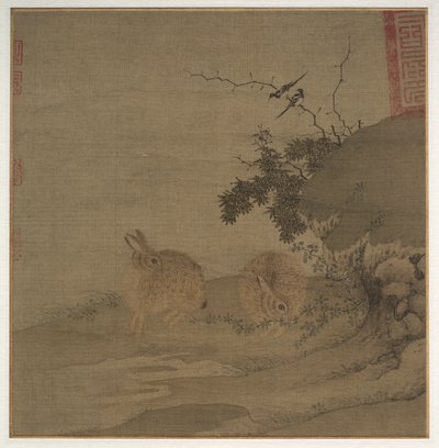 カササギと野生のウサギ、1200年代。 作： Li Yong