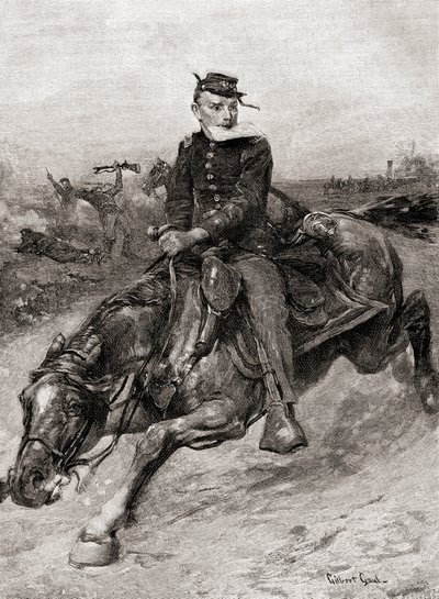 アメリカ南北戦争時の派遣ライダー（1887年発行の『センチュリー・マガジン』より）（エングレーヴィング 作： Unbekannt Unbekannt