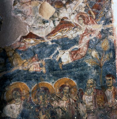 天使と聖人たち（ギリシャ・クレタ島ディアヴァイデ、アギオス・ゲオルギオス修道院のフレスコ画）（写真 作： Unbekannt Unbekannt