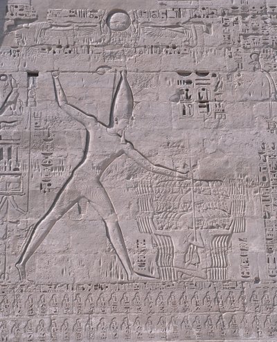 エジプト、ルクソール、メディネトハブの神殿の壁に描かれた彫刻 作： Unbekannt Unbekannt